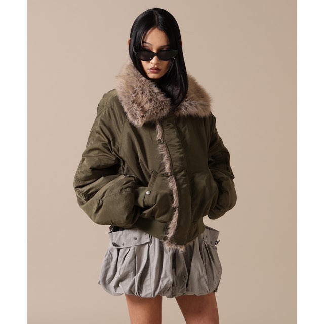 DSW／RV FUR NYLON BZ （カーキ）