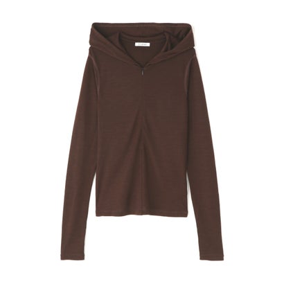 CLANE／HALF ZIP WOOL HOODED （ブラウン）｜詳細画像