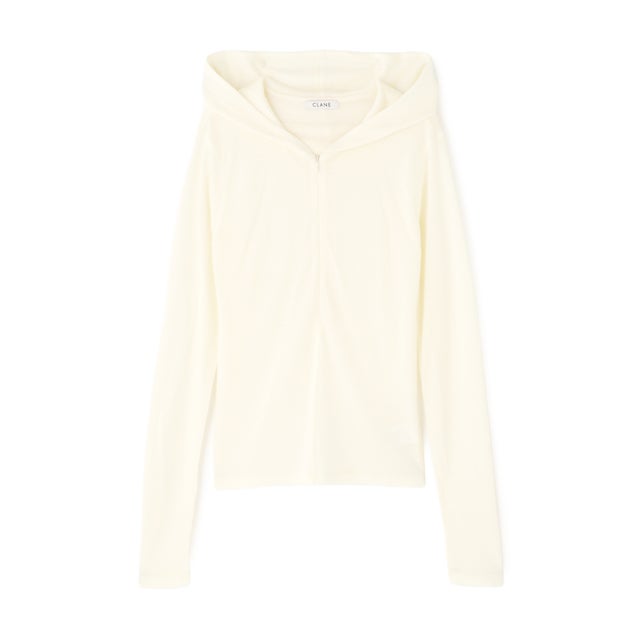 CLANE／HALF ZIP WOOL HOODED （アイボリー2）