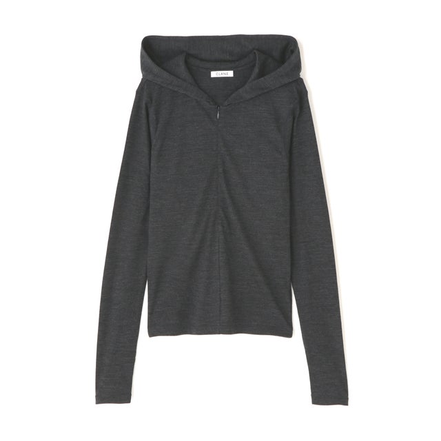 CLANE／HALF ZIP WOOL HOODED （グレー）