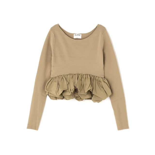 CLANE/クラネ/W BALLOON SHORT KNIT TOPS （ベージュ）