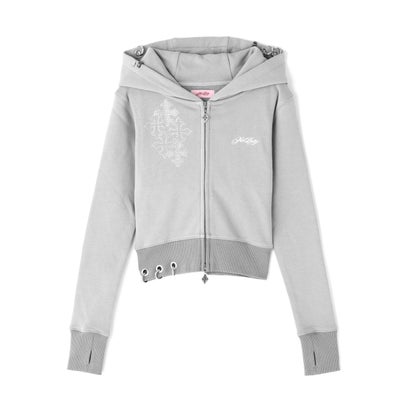 エルエイチピー L.H.P. SupBaby by SUPPLIER/Multi Cross Rhinestone Pierce  Hoodie （グレー）｜詳細画像