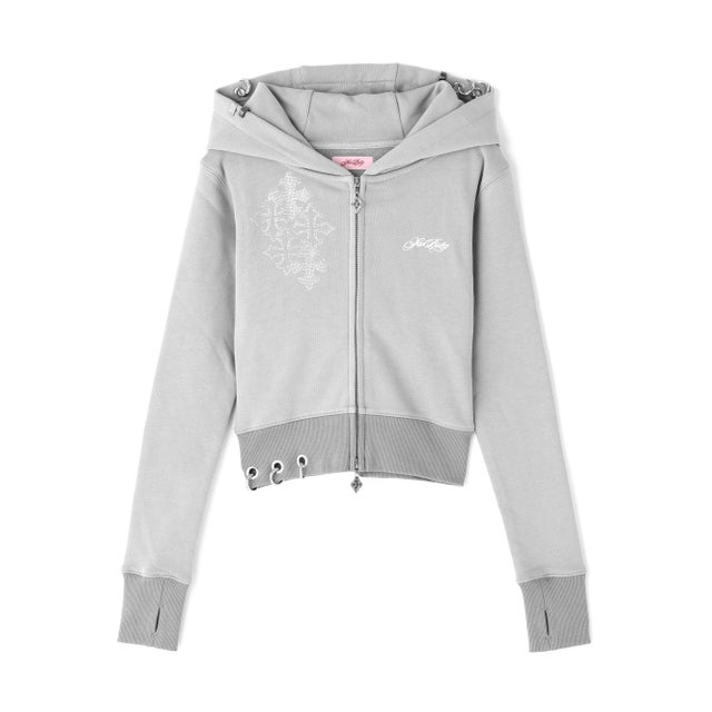 SupBaby by SUPPLIER/Multi Cross Rhinestone Pierce  Hoodie （グレー）