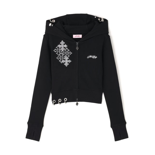 SupBaby by SUPPLIER/Multi Cross Rhinestone Pierce  Hoodie （ブラック）