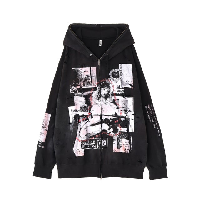 emary/エメリー/Damaged Scarred Cd Zip Hoodie （ブラック）