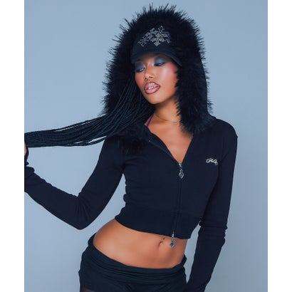 エルエイチピー L.H.P. SupBaby by SUPPLIER/サプベイビーバイサプライヤー/Baby Cross Fur Zip Hoodie （ブラック）｜詳細画像