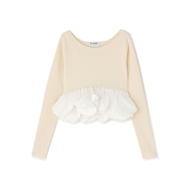 CLANE/クラネ/W BALLOON SHORT KNIT TOPS （アイボリー2）