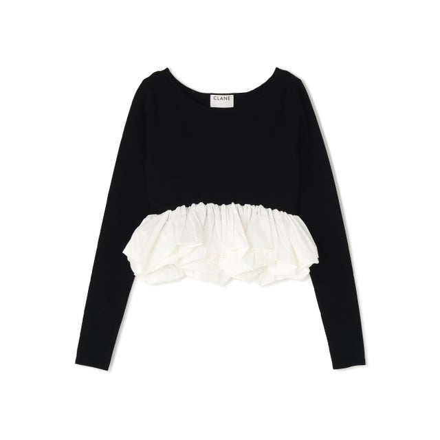 CLANE/クラネ/W BALLOON SHORT KNIT TOPS （ブラック）