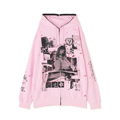 エルエイチピー L.H.P. emary/エメリー/Damaged Scarred Cd Zip Hoodie （ピンク）｜詳細画像