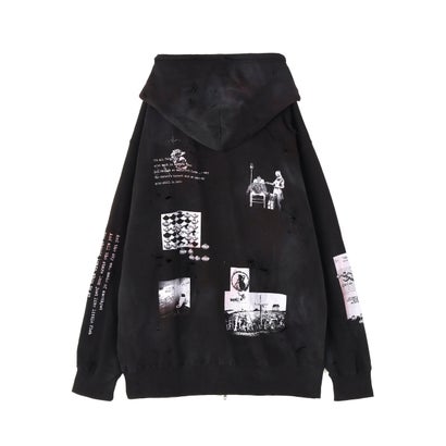 エルエイチピー L.H.P. emary/エメリー/Damaged Scarred Cd Zip Hoodie （ピンク）｜詳細画像