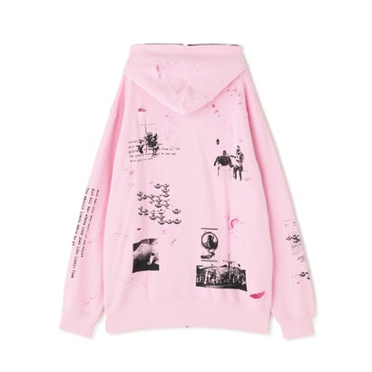 エルエイチピー L.H.P. emary/エメリー/Damaged Scarred Cd Zip Hoodie （ピンク）｜詳細画像