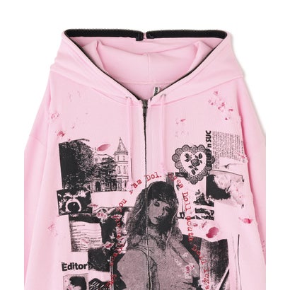 エルエイチピー L.H.P. emary/エメリー/Damaged Scarred Cd Zip Hoodie （ピンク）｜詳細画像