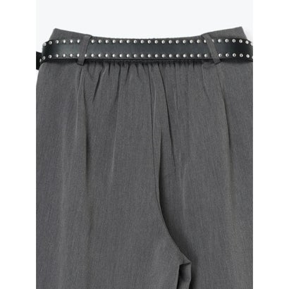 ベルト付きタックワイドパンツ （濃グレー）｜詳細画像
