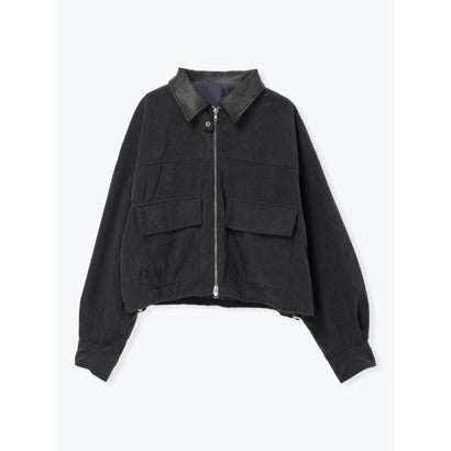 衿切り替えコーデュロイショートブルゾン （茶）｜詳細画像