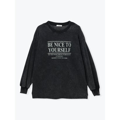 ケミカルプリントメッセージロングTシャツ （茶）｜詳細画像