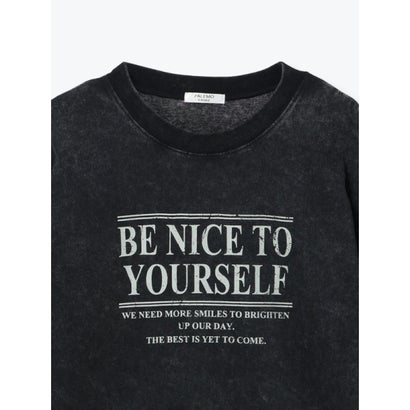 ケミカルプリントメッセージロングTシャツ （茶）｜詳細画像
