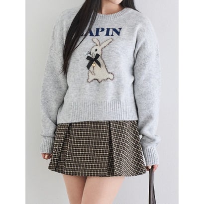 ルディックパーク Ludic Park うさぎ柄シャギーニットプルオーバー （グレー）｜詳細画像