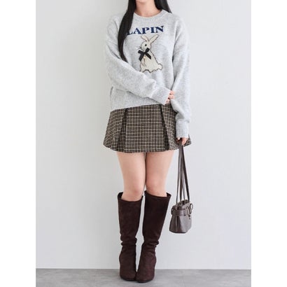 ルディックパーク Ludic Park うさぎ柄シャギーニットプルオーバー （ワイン）｜詳細画像