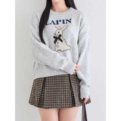 ルディックパーク Ludic Park うさぎ柄シャギーニットプルオーバー （アイボリー）｜詳細画像