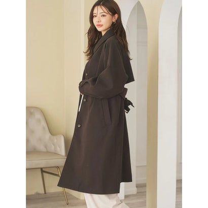 ヨーク切替ロングコート （茶）｜詳細画像