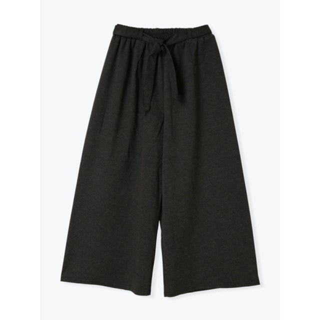 ダブルフェイストモリボンワイドパンツ （濃グレー）