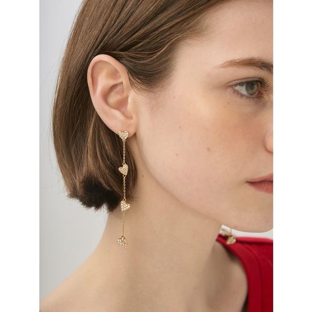 スウィングビジューハートピアス （GLD）