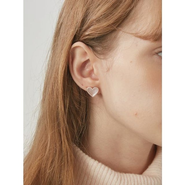 ナチュラルストーンハートピアス （PNK）