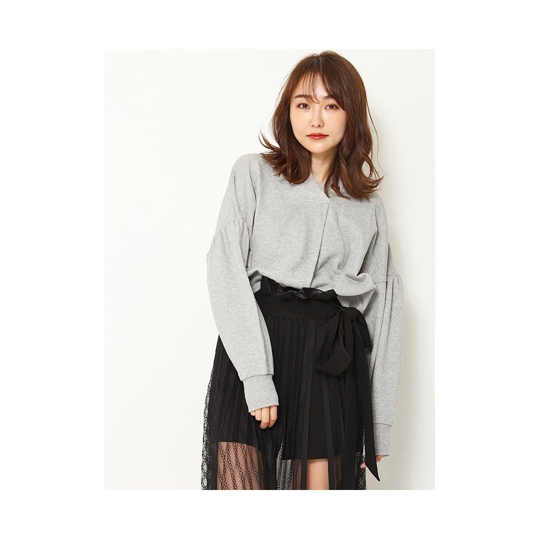 LILY BROWN Lily Brown ギャザースリーブフーディー ライム 