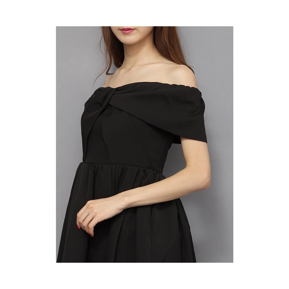 LILY BROWN Lily Brown フロントビッグリボンオフショルドレス レッド