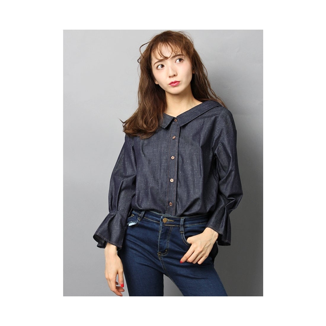 LILY BROWN Lily Brown オフショルシブラウス ブルー -ファッション 