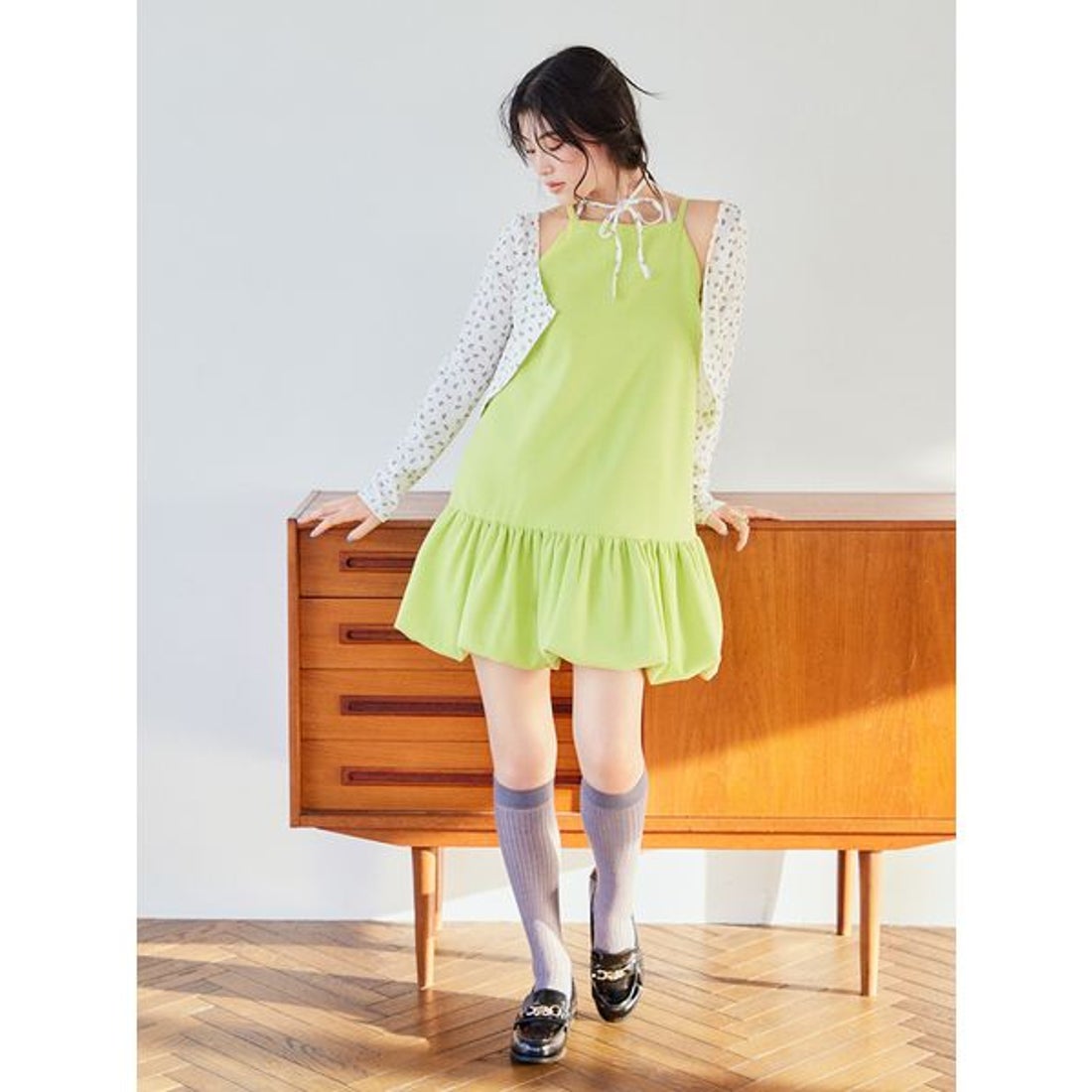 リリーブラウン LILY BROWN バルーンミニワンピース （LIME 
