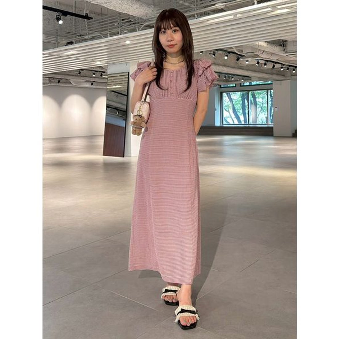 リリーブラウン LILY BROWN 2wayダブルスリーブカットワンピース （BLK