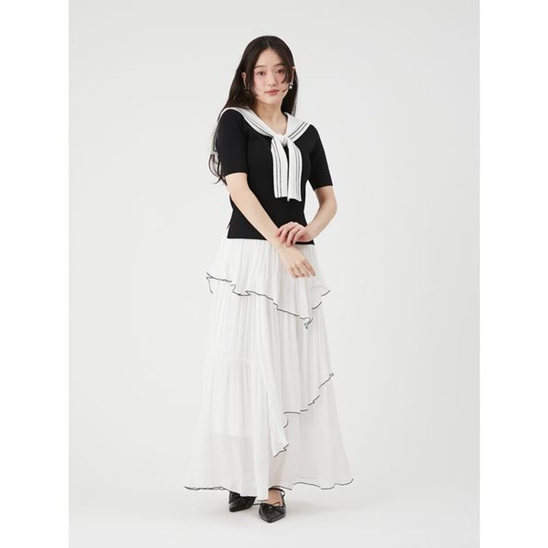 リリーブラウン LILY BROWN レイヤードセーラーカラーニット （YEL