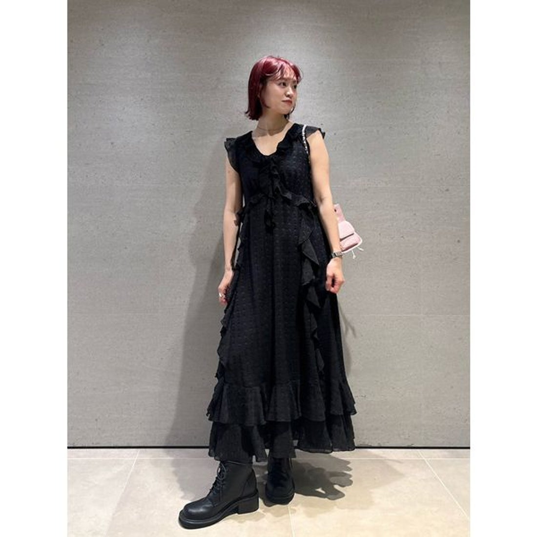 リリーブラウン LILY BROWN ラッフルフリルワンピース （BLK