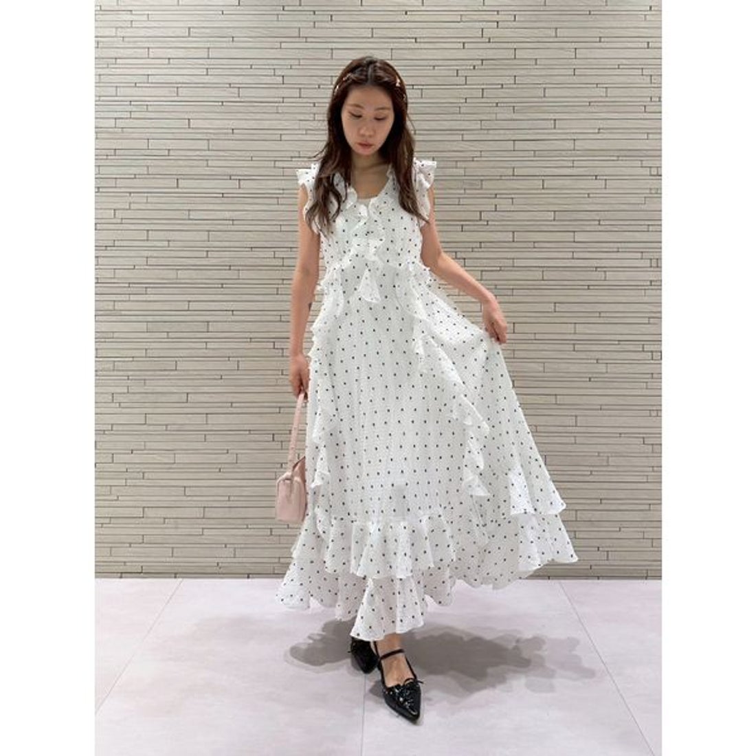 リリーブラウン LILY BROWN ラッフルフリルワンピース （BLK