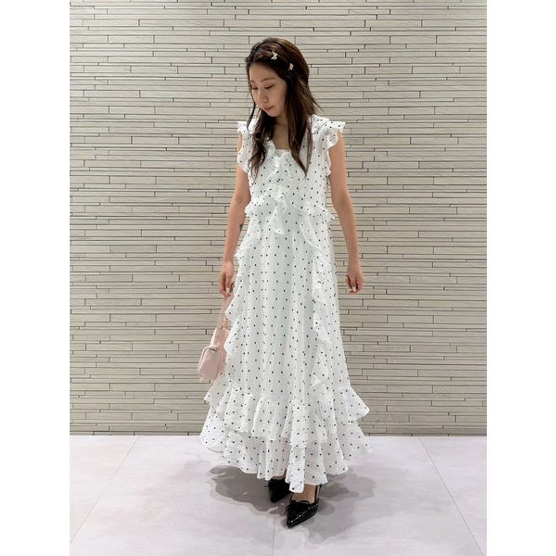 LILY BROWN ラッフルフリルワンピース Sサイズ リリーブラウン LILY BROWN ラッフルフリルワンピース （BLK