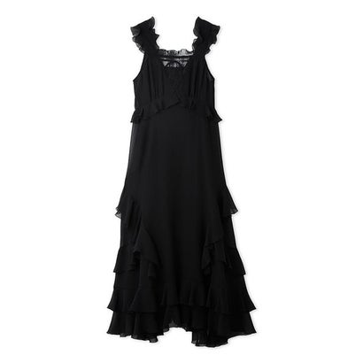 ラッフルフリルロングドレス （BLK）｜詳細画像
