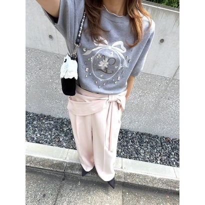 [L.B CANDY STOCK] ビジューエンブロイダリーニットトップ （GRY）｜詳細画像