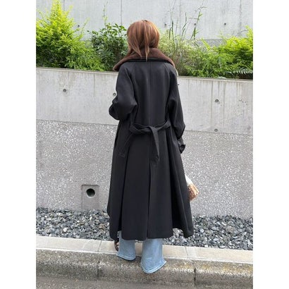 ファーカラーウールロングコート （BLK）｜詳細画像