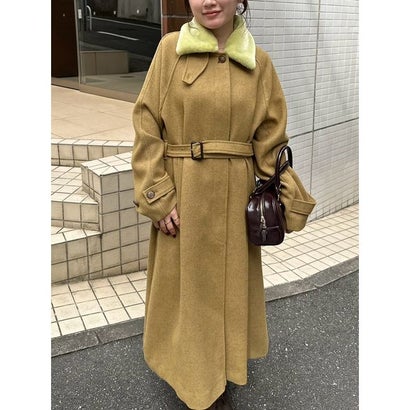リリーブラウン LILY BROWN ファーカラーウールロングコート （BLK）｜詳細画像
