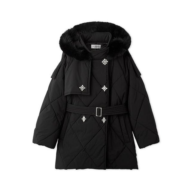 [L.B CANDY STOCK] 2wayビジューキルティングコート （BLK）