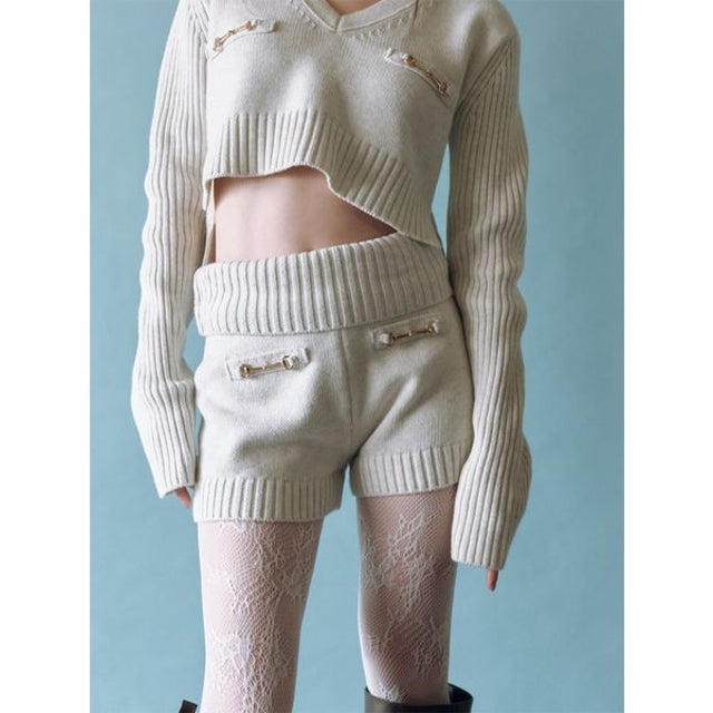 バルキーニットショートパンツ （LGRY）