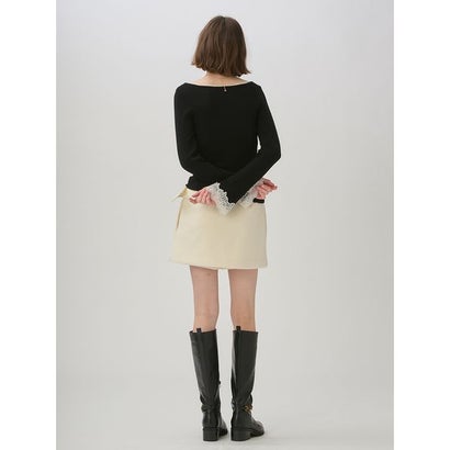 【限定カラー】レーストリムニットトップス （BLK）｜詳細画像