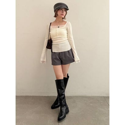 【限定カラー】レーストリムニットトップス （GRY）｜詳細画像