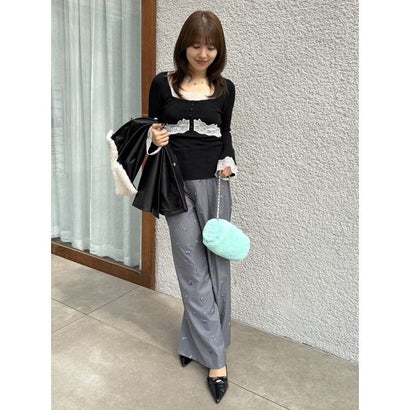 【限定カラー】レーストリムニットトップス （GRY）｜詳細画像