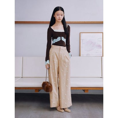 【限定カラー】レーストリムニットトップス （GRY）｜詳細画像