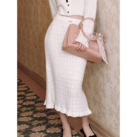 クロシェニットローズモチーフミディスカート （OWHT）