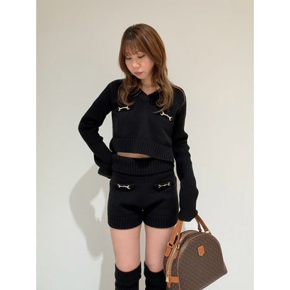 バルキーニットショートパンツ （BLK）｜詳細画像