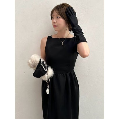 【Anniversary Edition】ロンググローブセットバックリボンサテンドレス （BLK）｜詳細画像