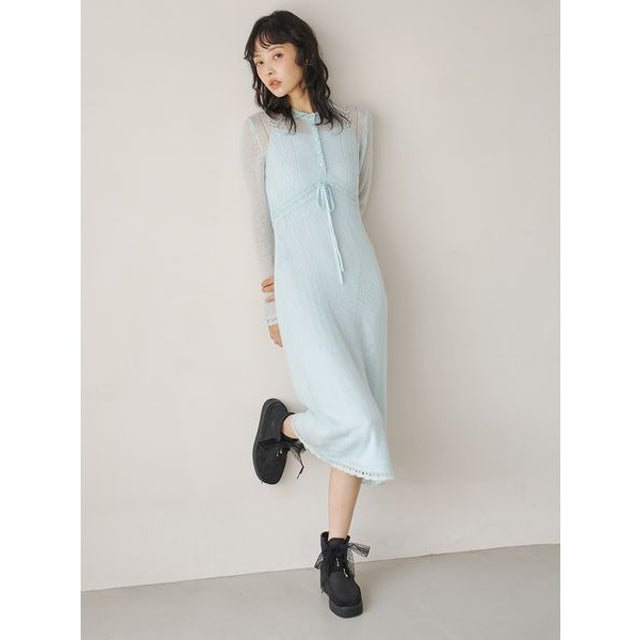 ウールモヘアシアーポロワンピース （LBLU）